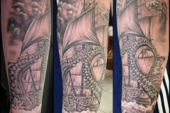 Segelschiff Krake Tattoo