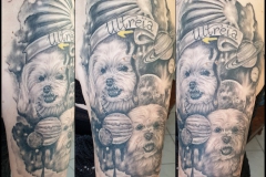 Hundeportrait Weltraum Planeten Tattoo